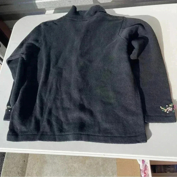 BP Design Cardigan Black Christmas Stockings Design Bead Collared Buttons Size L - Picture 11 of 12